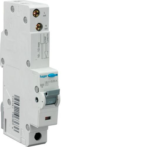 Hager ADB432U RCBO SP A B 32A 30mA 10kA