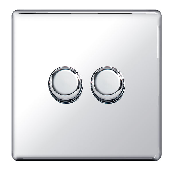BG FPC82P Push Dimmer Switch 2 Gang 400W