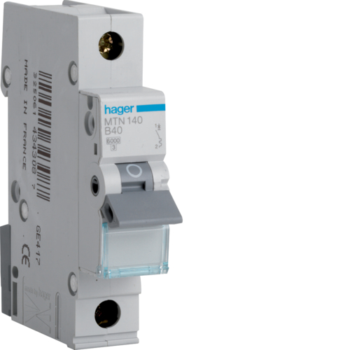 Hager MTN140 MCB SP Type B 40A 6kA